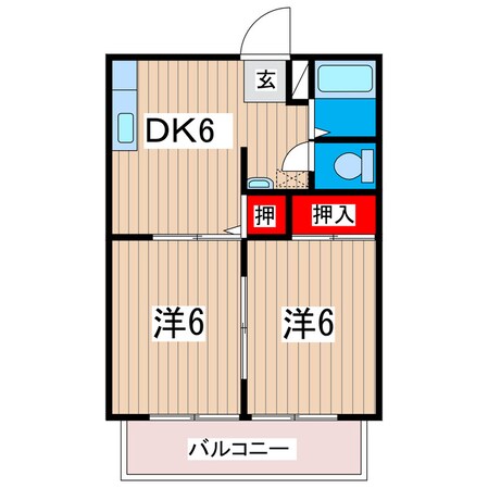 ヌマタハイツＢの物件間取画像